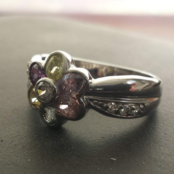 Rainbow 🌈 Gemstones 💎 in Sterling Silver 925 Multi Gemstone Ring - Picture 3 of 10